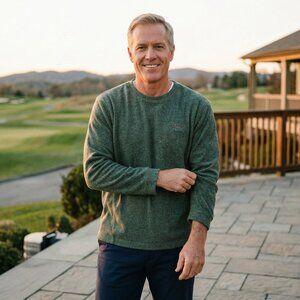 Greg Norman Soft Shark Logo Pullover Sweater – Green Heather – Size XL/TG